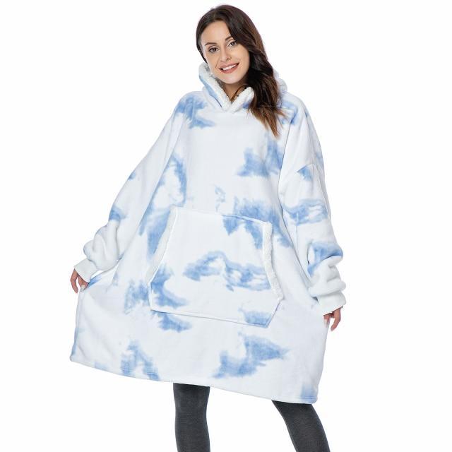 Tie Dye Digital Printing Mink Velvet Warm Loose Blanket Sweater