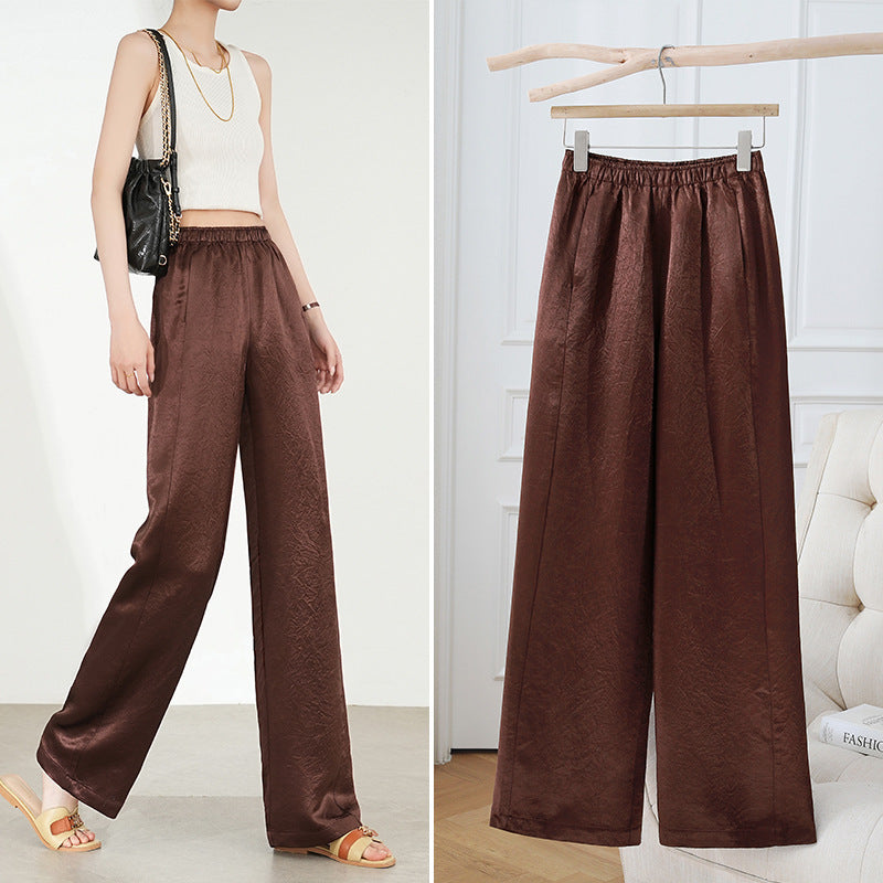 Triacetate Straight-leg Pants Women's Spring Pleated