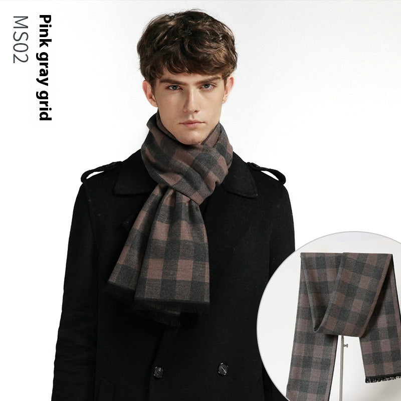 Simple Plaid Warm Keeping Artificial Cashmere Scarf