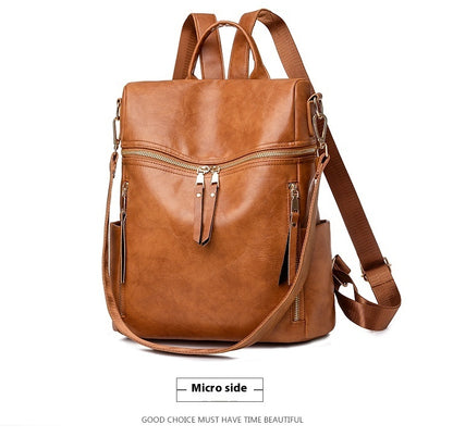 Women's Fashion Solid Color Pu Backpack