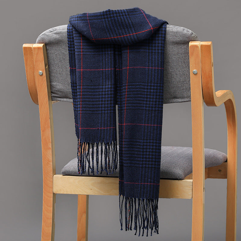 British Plaid Imitation Cashmere Tassels Couple Parent-child Men's Scarf