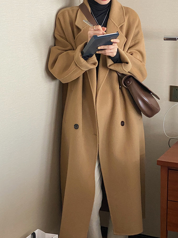 Mid-length Cashmere Coat Women's Casual Thickening