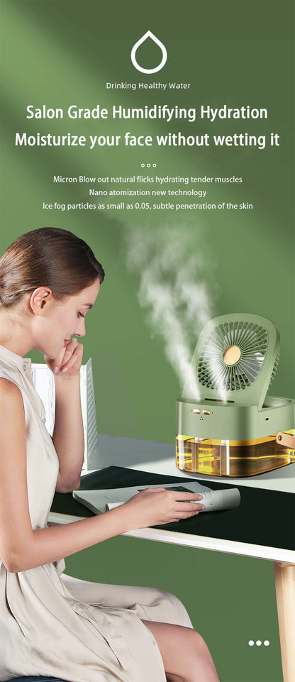 Humidifying Spray Fan Desktop Remote Control Timing Mini Air Cooler Big Wind Mute USB Charging Fan