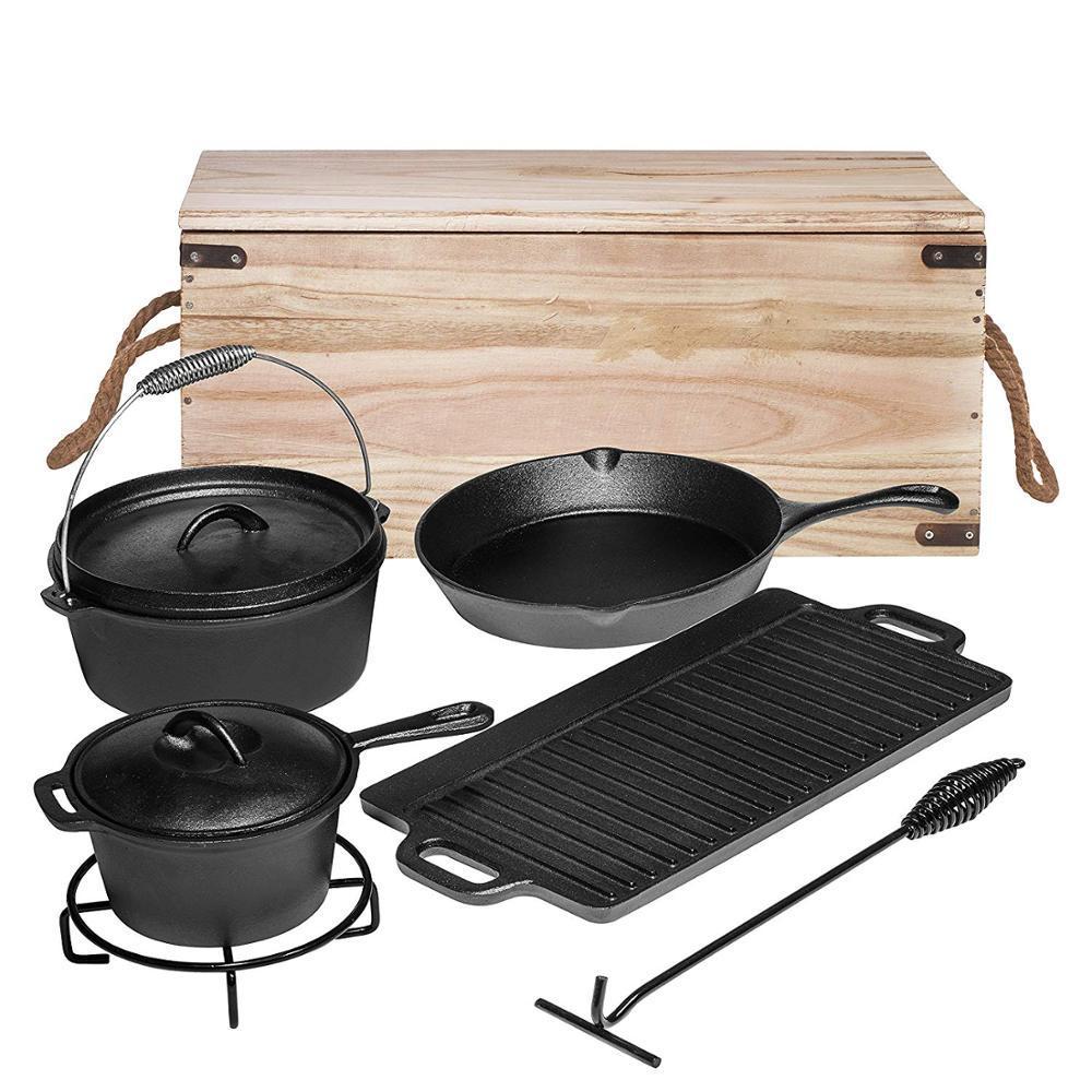 Simple And Creative Cast Iron Oven Camping Cooker Set