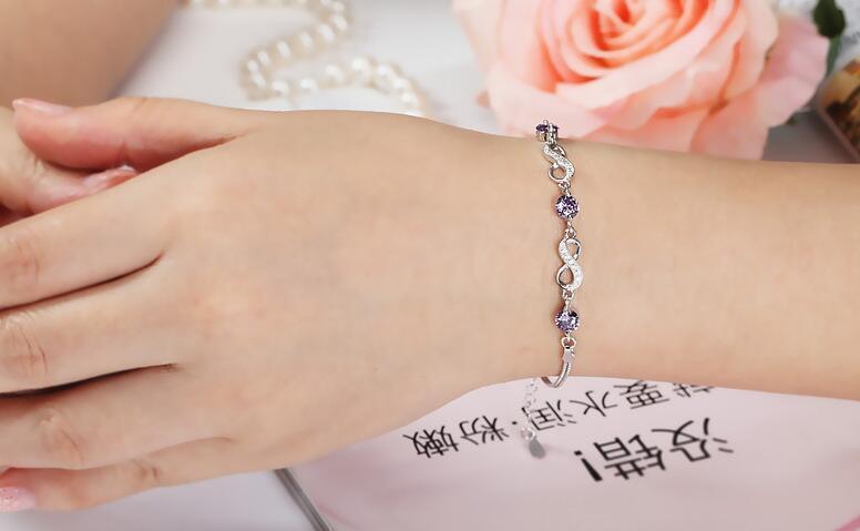 S925 Sterling Silver Bracelet Jewelry Diamond crystalfashionable female jewelry factory wholesale agent silver