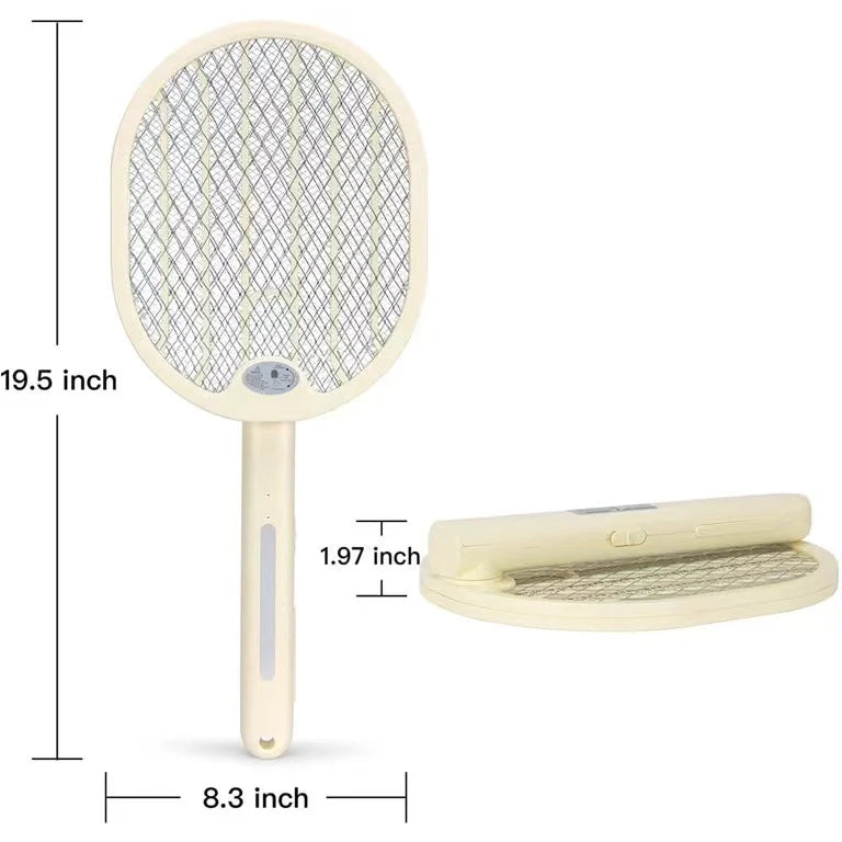 Foldable Electric Fly Swatter - Bug Zapper - Rechargeable Fly Zapper Racket Rotatable Handle Design with 3-Layer Safety Mesh