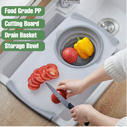 Innovative Multi-Functional 3 in 1 Chopping Board Detachable Folding Drain Basket Sink Cutting Board