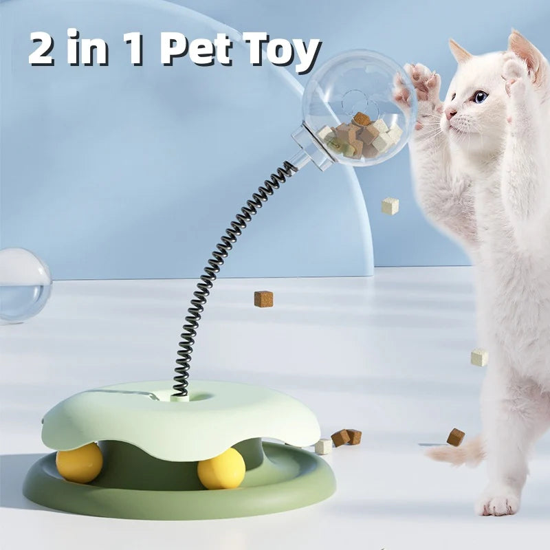 Cat Leakage Food 2 In 1 Toys Turntable Ball Toys Kitten Funny Cat Training Spring Ball Cat Supplies Pet Products