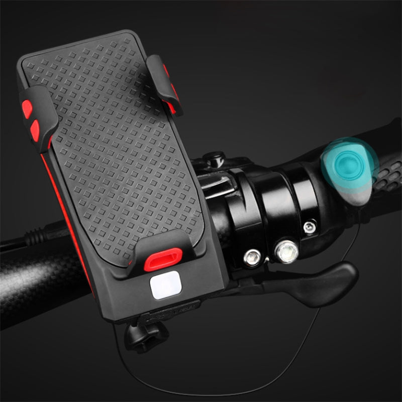 Motorcycle Bicycle Phone Holder Support Charging For Cell Phone With Bike Bell Power Bank Bicycle Front Lamp Flashlight