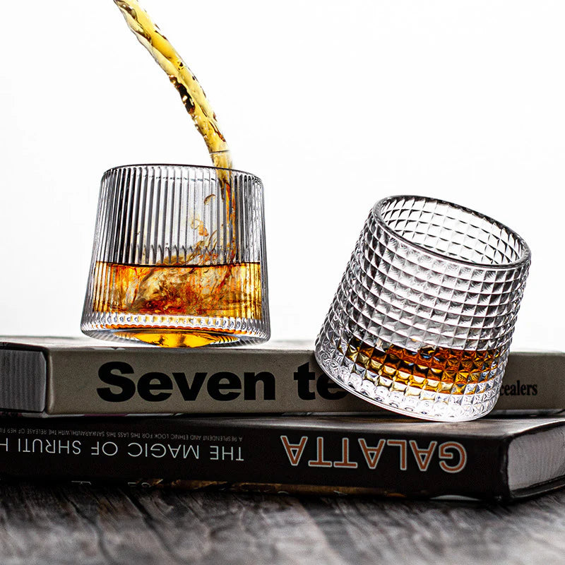 Rotating Whisky Glass, Whiskey Scotch Bourbon Crystal