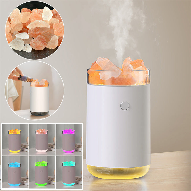 Air Humidifier Crystal Salt Stone Desktop Aromatherapy Essential Oil Ultrasonic Diffuser With LED Lamp Bedroom Home Humidifier