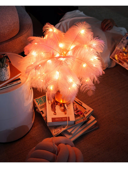 Feather Lamp Nordic Desk Lamp European-Style Bedroom Bedside Feather Table Lamp Night Light Table Lamp Decoration Modern