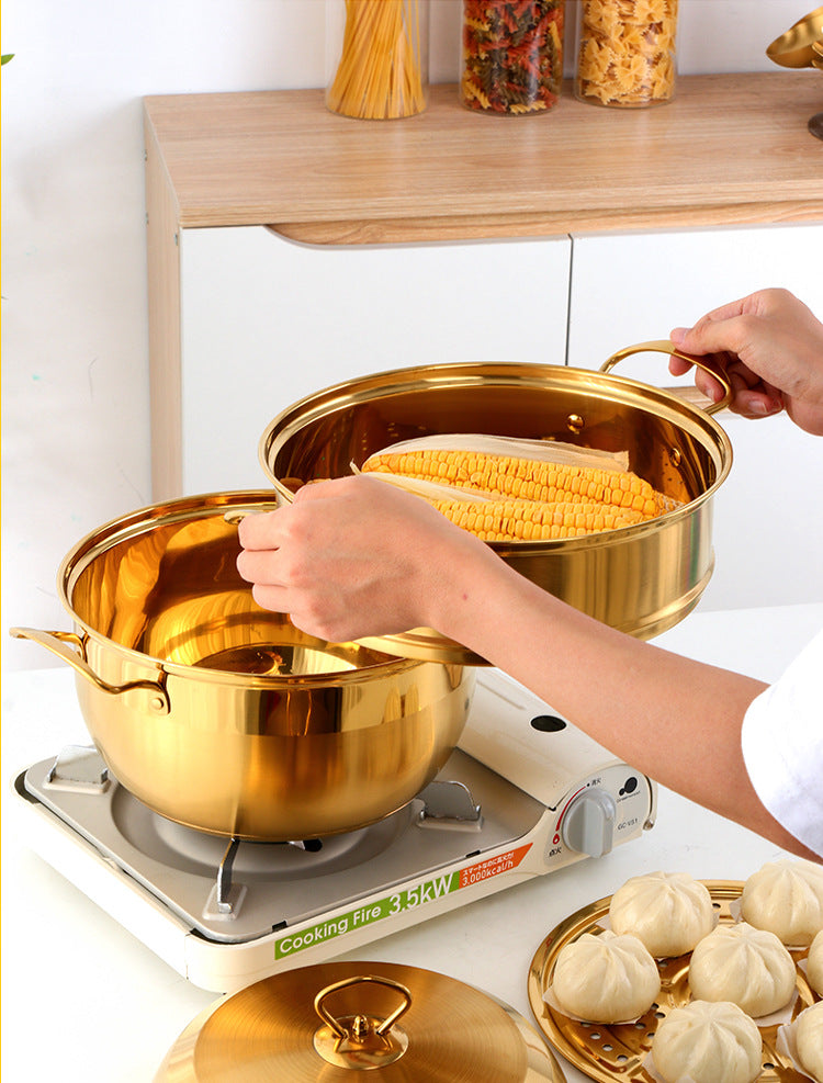 Stainless Steel Multi-layer Color Cooking Soup Dual-purpose Pot