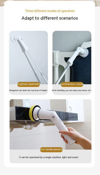 Electric Scrubber Cleaning Wall Long Handle Elbow Telescopic Multifunction Cleaning Brush